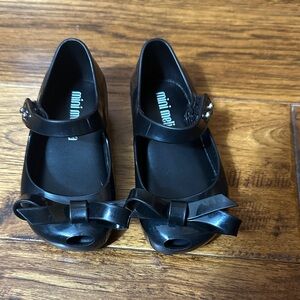 Mini Melissa Black Dress Shoes with Bow